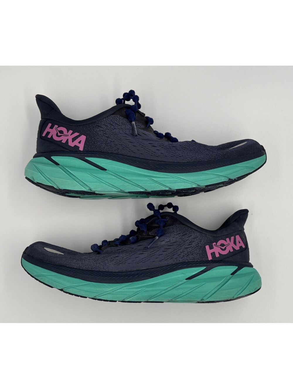 HOKA Clifton 8 Running Shoes Women’s 8.5 Outer Space Atlantis Blue Teal